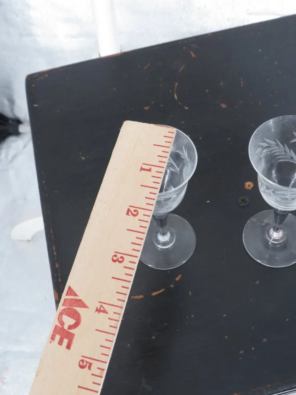 Vintage Etched Wheat Crystal Cordial Glasses Clear Set 5 Small Wine Stemware Cup